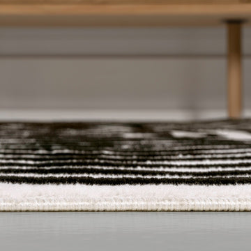 Freya High-Low Modern Scandinavian Arch Stripe Monotone Indoor/Outdoor Area Rug